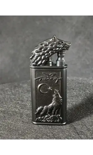 Bozkurt Başlı Kabartma Detaylı Gazlı Lüks Çakmak