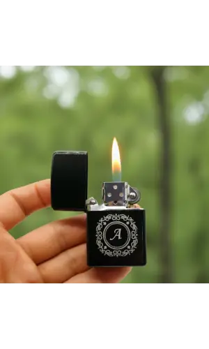 A Harfli Detaylı Kişiye Özel Harf Baskılı Benzinli Çakmak