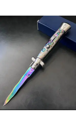 AlsepeteAvm Desenli Yılan Ağızlı Gökkuşağı İtalyan Stiletto