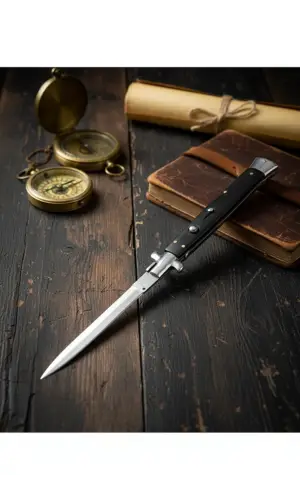 AlsepeteAvm İtalyan 33 Cm Siyah İtalyan Stiletto Kamp Çakısı