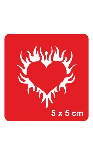 Alevli Kalp Tattoo Geçici Dövme Şablonları Kına Kalıpları