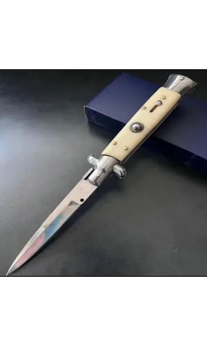 AlsepeteAvm 25 Cm Kemik Kabze Kılıfı İtalyan Stiletto Kamp Çakısı