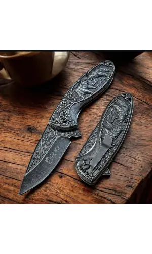 AlsepeteAvm 2510-A Eskitme Ayı Motifli Kamp Çakısı