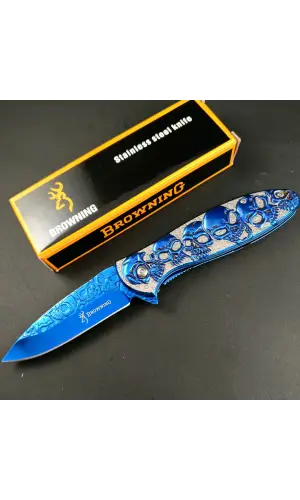 AlsepeteAvm 2955BL Mavi Kuru Kafa Desenli Kamp Çakısı