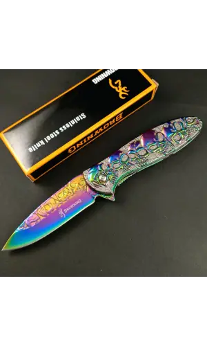 AlsepeteAvm 2955RB Gökkuşağı Kuru Kafa Desenli Kamp Çakısı