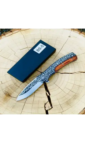 AlsepeteAvm  AlsepeteAvm BS-5 İşlemelİ Ahşap Kabze Survival Kamp Çakısı