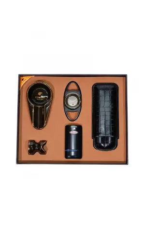 AlsepeteAvm Çakmak Kesici Kılıf Küllük Sehpa Beşli Siyah Puro Seti CST0261