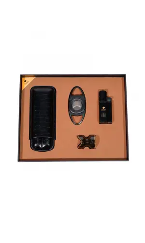 AlsepeteAvm Çakmak Kesici Kılıf Sehpa Dörtlü Siyah Puro Seti CST0267