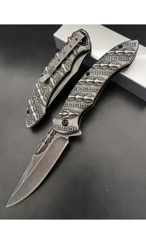 AlsepeteAvm Desenli Eskitme Gri Kamp Çakısı