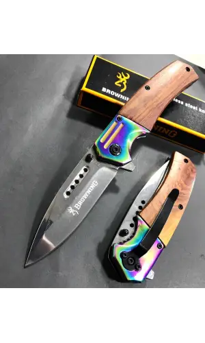 AlsepeteAvm F78 Gökkuşağı Ahşap Kabze Kamp Çakısı