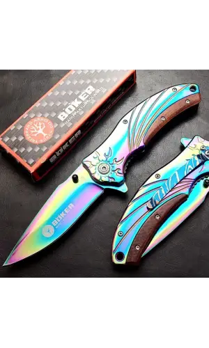 AlsepeteAvm F88 Gökkuşağı Ahşap Kabze Kamp Çakısı