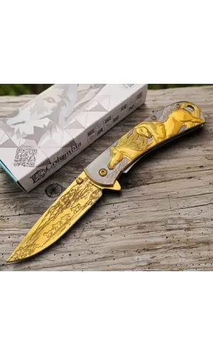 AlsepeteAvm FX-2021-A Gold At İşlemeli Kamp Çakısı