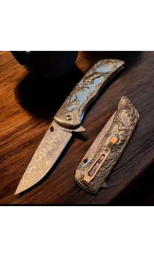 AlsepeteAvm FXT-2370 Geyik İşlemeli Manuel Kamp Çakısı