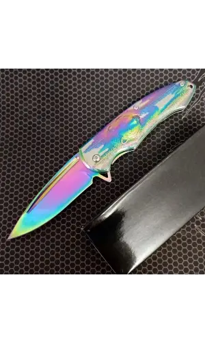 AlsepeteAvm Gökkuşağı Ayı Desenli Kamp Çakısı