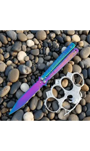 AlsepeteAvm Gökkuşağı Çizgi Desenli Punch Hediyeli Kelebek Seti