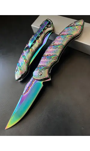 AlsepeteAvm Gökkuşağı Desenli Kamp Çakısı