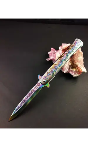 AlsepeteAvm Gökkuşağı Gül Desenli Kamp Çakısı