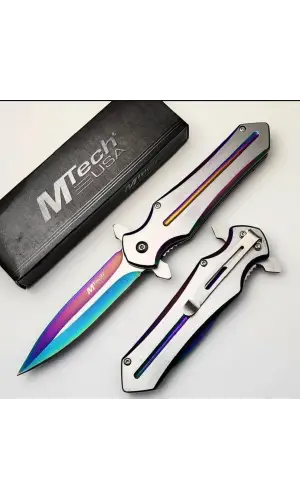 AlsepeteAvm Gökkuşağı Metal Auto Kamp Çakısı