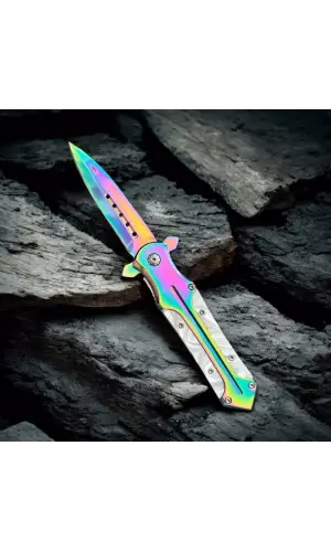 AlsepeteAvm Gökkuşağı Sedef Kabze Auto Kamp Çakısı