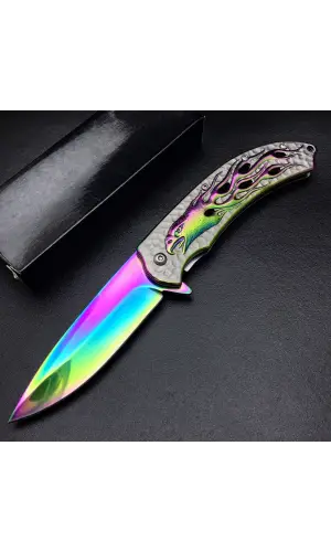 AlsepeteAvm Gökkuşağı YST5990RB Kartal Desenli Kamp Çakısı