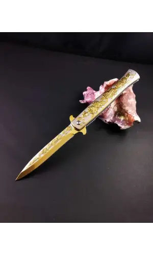 AlsepeteAvm Gold Gül Desenli Kamp Çakısı