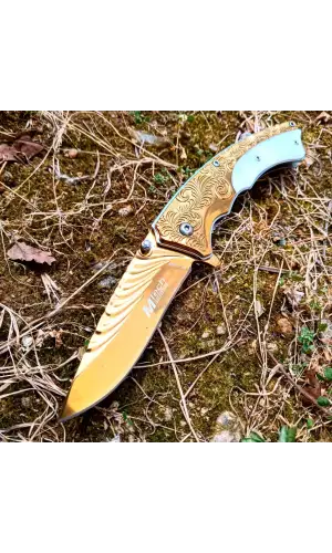 AlsepeteAvm Gold İşlemeli Sedef Kabze Kamp Çakısı