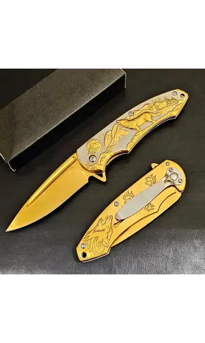 AlsepeteAvm Gold Kurt Desenli Kamp Çakısı