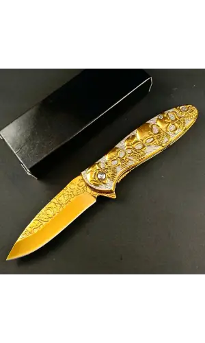 AlsepeteAvm Gold Kuru Kafa Desenli Kamp Çakısı