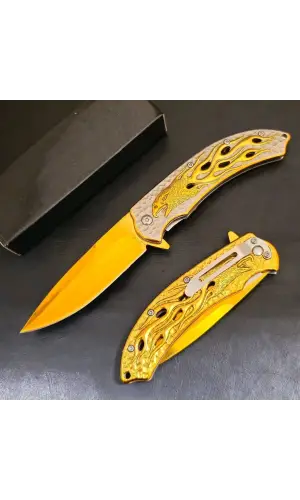 AlsepeteAvm Gold Şahin Desenli Kamp Çakısı