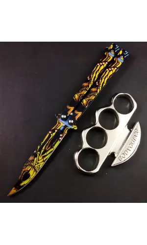 AlsepeteAvm İskelet Desenli Punch Hediyeli Kelebek Çakı