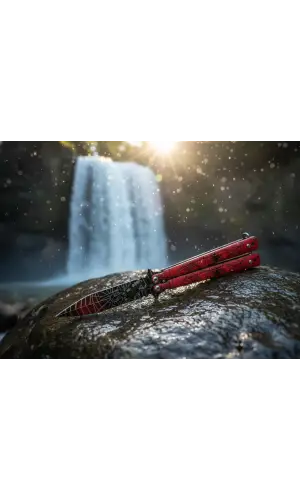 AlsepeteAvm Kırmızı Ağ Baskılı Tanto Kamp Çakısı