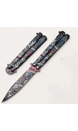 AlsepeteAvm Kuru Kafa Desenli Tek Kelebek Çakı