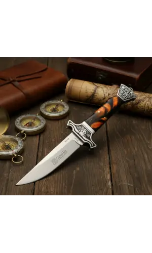 AlsepeteAvm MA-123-E Öküzbaş İşlemeli Sedef Kabze Kamp Çakısı