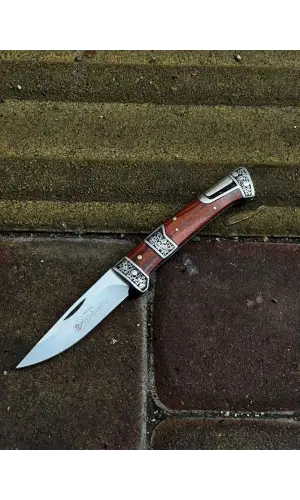 AlsepeteAvm MB3936-A Gravür İşlemeli Ahşap Kabze Kamp Çakısı