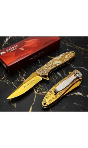 AlsepeteAvm S-2053A Gold Kartal Desenli Kamp Çakısı