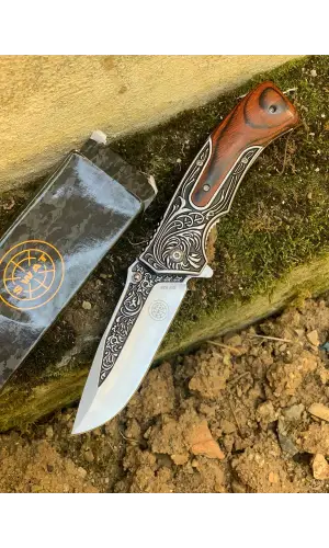 AlsepeteAvm SW-536 Ahşap Kabze İşlemeli Kamp Çakısı