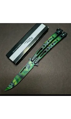 AlsepeteAvm Yeşil Kuru Kafa Desenli Kelebek