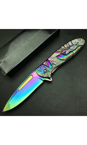 AlsepeteAvm YSTL2956RB Geyik Motifli Gökkuşağı Kamp Çakısı