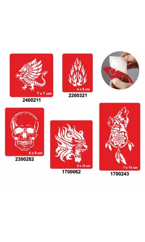 Ateş Saçan Modeller 5li Set Geçici Dövme Kına Şablonu