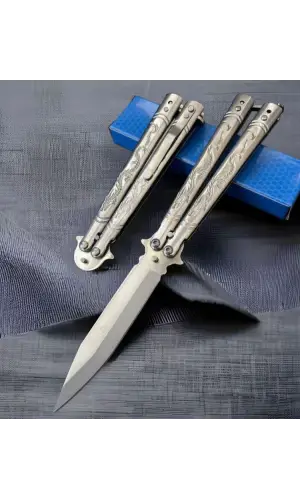 Becnhmade Tek Gri Ejderha Desenli Kelebek