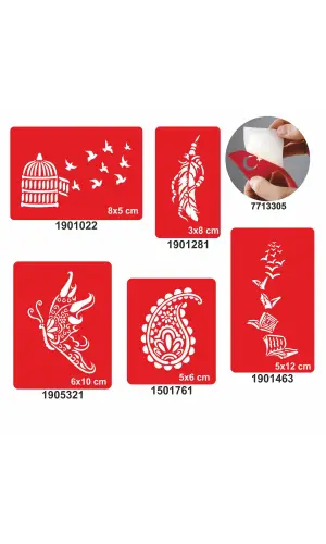 Bir Çiçek Bir Kelebek 5 li Set Geçici Dövme Kına Şablonu