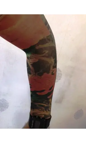 Çift Kol Giyilebilir Dövme Alev Desenler Tattoo Sleeve