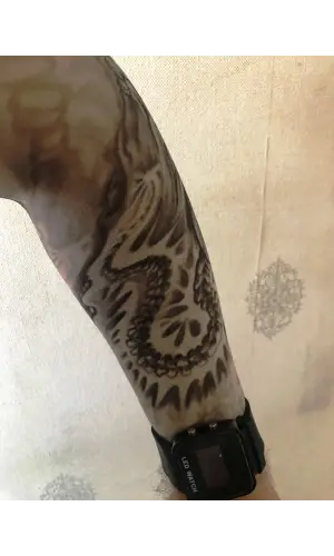 Çift Kol Giyilebilir Dövme Sarmal Desenler Tattoo Sleeve