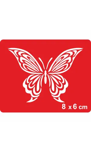 Çizgili Kelebek Tattoo Geçici Dövme Şablonları Kına Kalıpları