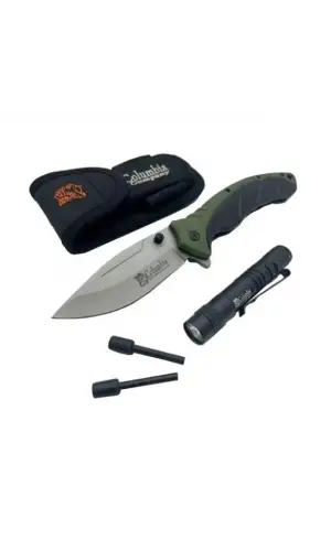 AlsepeteAvm Columbia Kamp Çakısı Fenerli Grn. FST-3070-B 21.5 CM