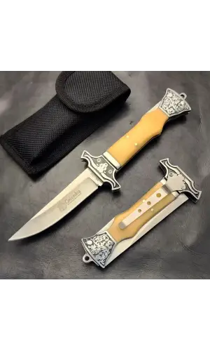 Columbia MA123-D Öküzbaş İşlemeli Kemik Kabze Kamp Çakısı