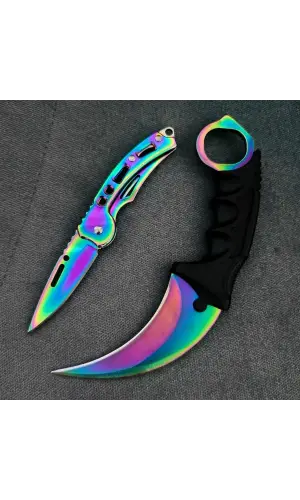 AlsepeteAvm  Cs Go Gökkuşağı Karambit ve Mini Çakı Seti