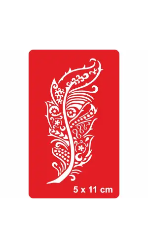 Desenli Kuş Tüyü 252 Tattoo Geçici Dövme Şablonları Kına Kalıpları