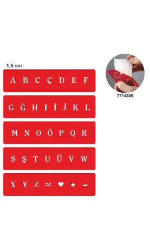 Düz Font Şerit Harf Seti Geçici Dövme Şablonu