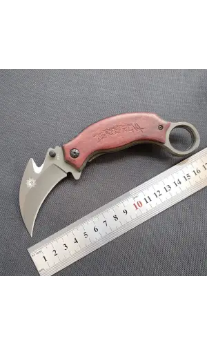 Fixed Blade Survival Ahşap Kabze Katlanır Karambit